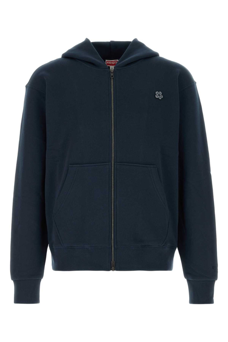 Kenzo - hooded crewneck silk blend knit sweater