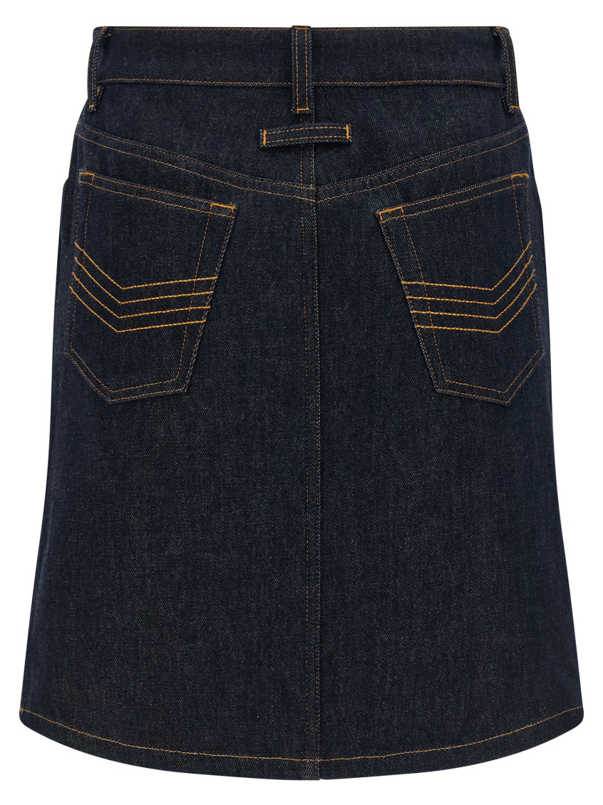 Denim Mini Skirt With Cuts And Turn Up Skirts Blue