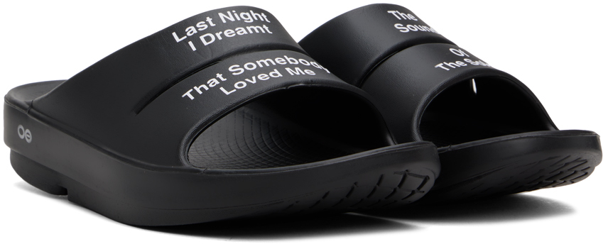 TAKAHIROMIYASHITA TheSoloist. Black OOFOS Edition Pool Slides