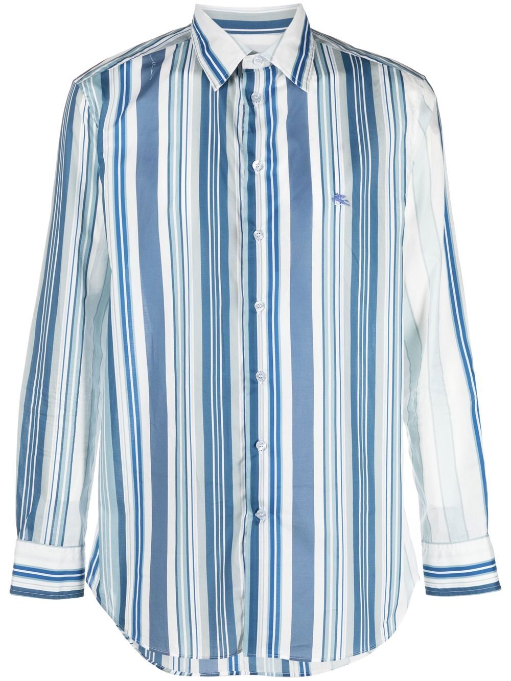 Vertical stripe print shirt - Blue