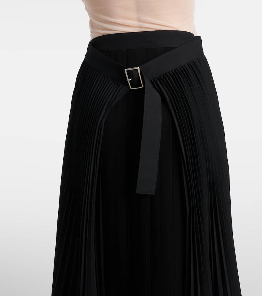Plissé wool-blend maxi skirt