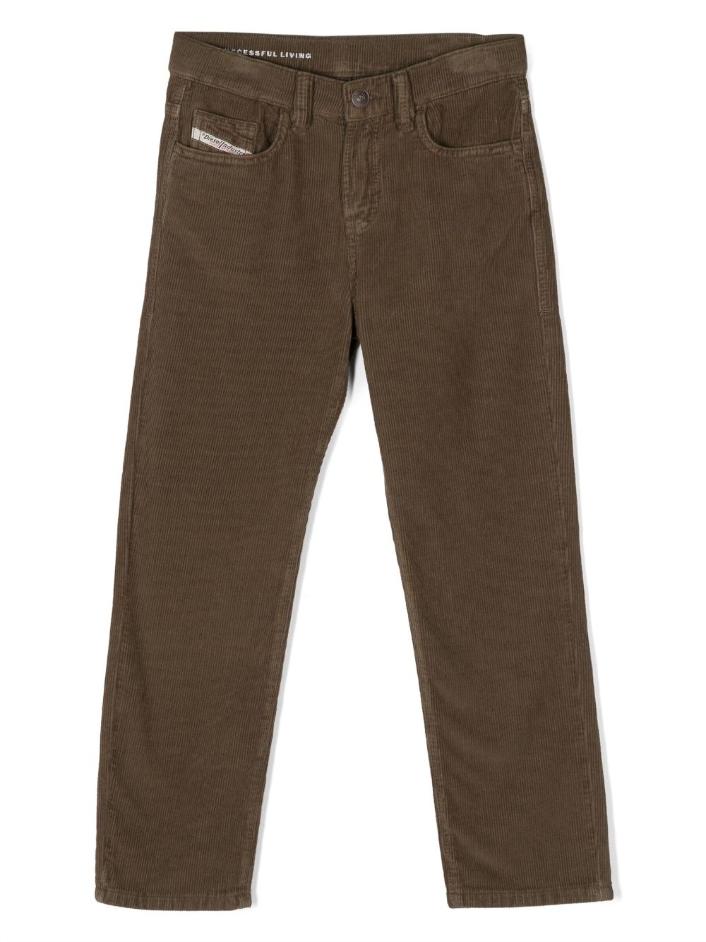 Logo-patch corduroy trousers - Green