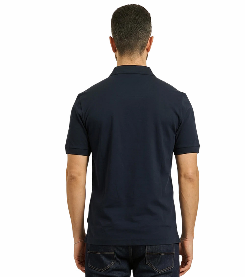 Dark Blue Solid Shirt Collar Polo