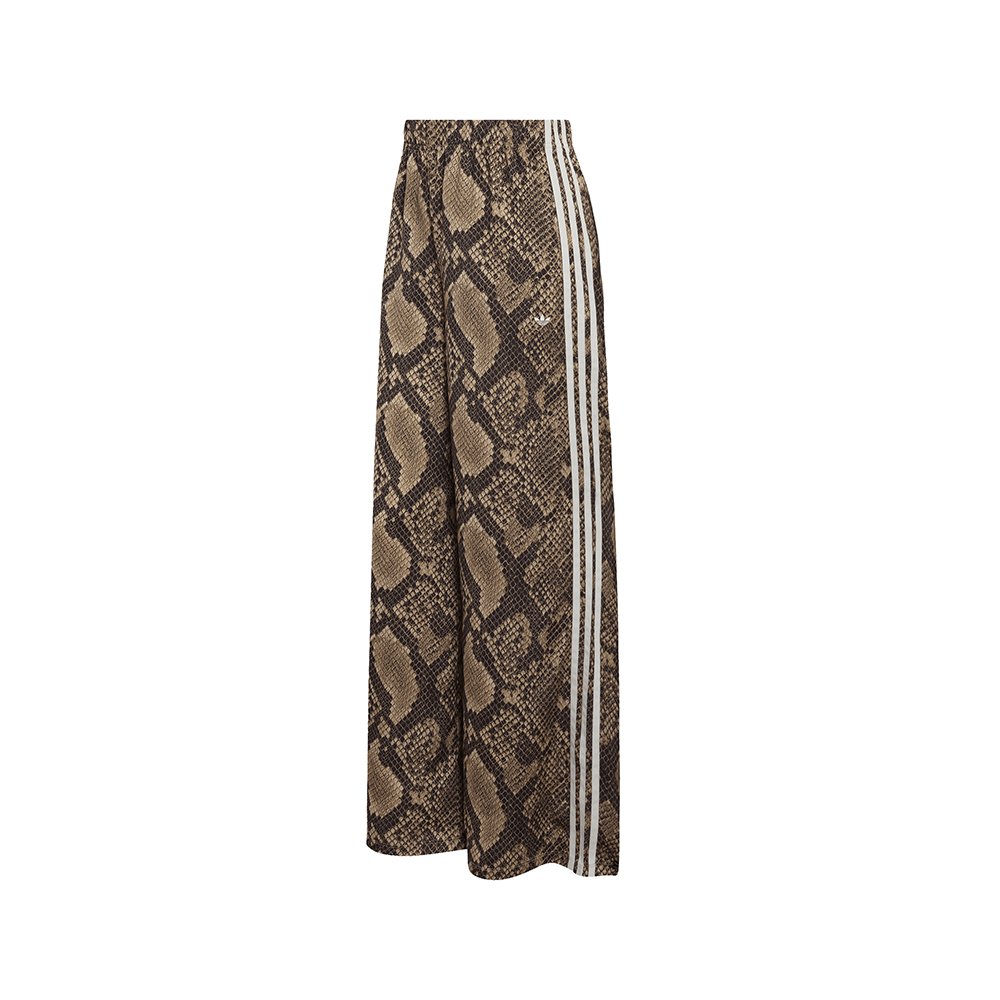 Satin Snake Print Wide Leg Track Pants