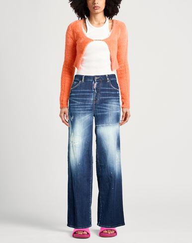 Woman Jeans Blue Size 4 Cotton, Elastane, Calfskin