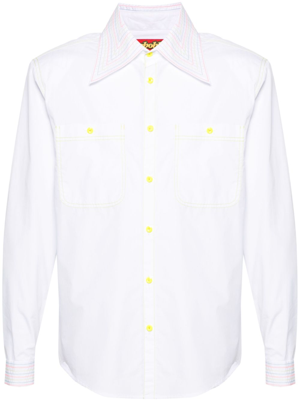 Contrast-stitching cotton shirt - White
