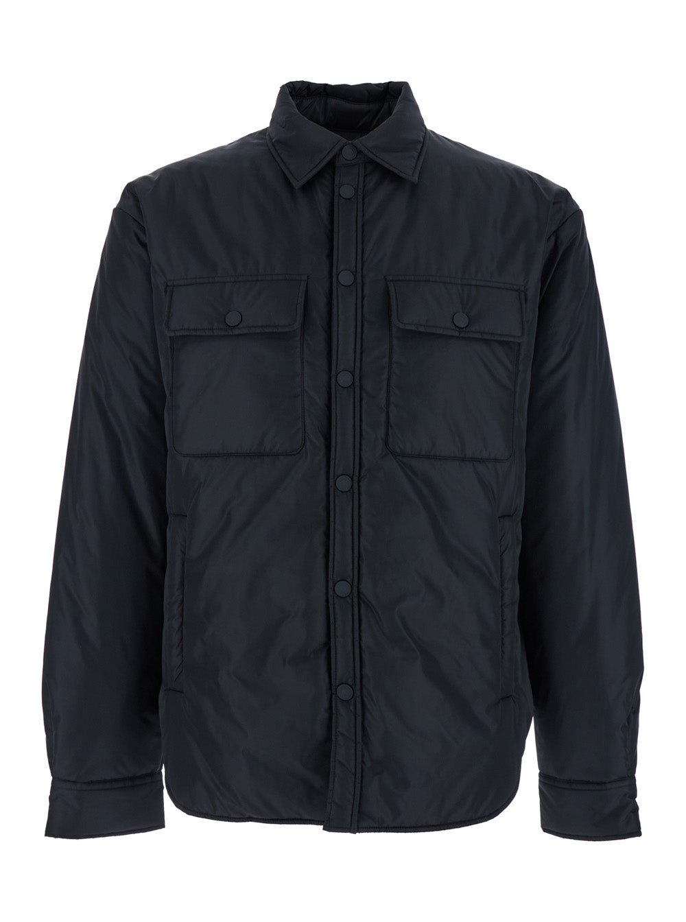 Padded Polyamide with Logo Print Jacket — Black