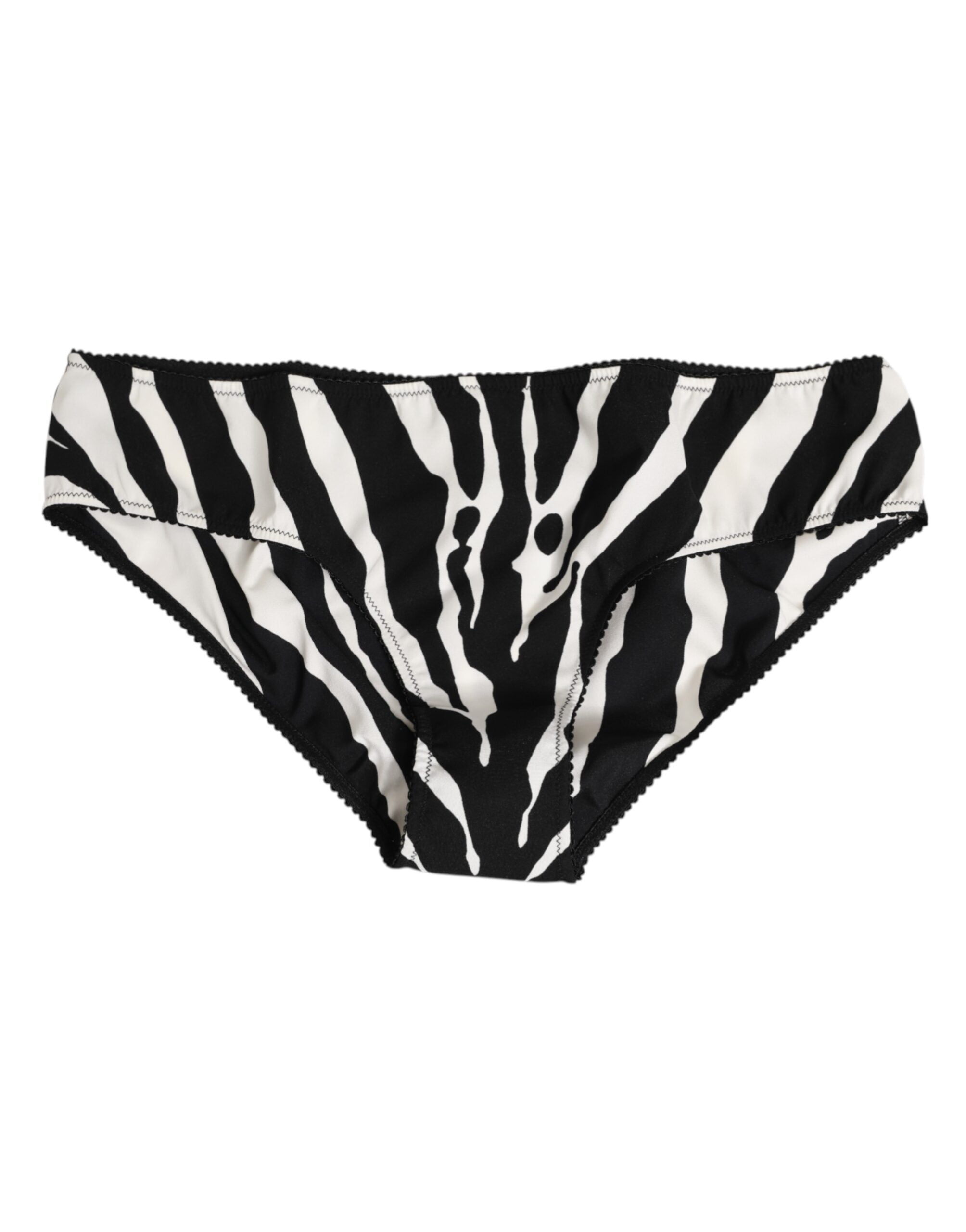 Zebra-Print Silk Slip Briefs — Black
