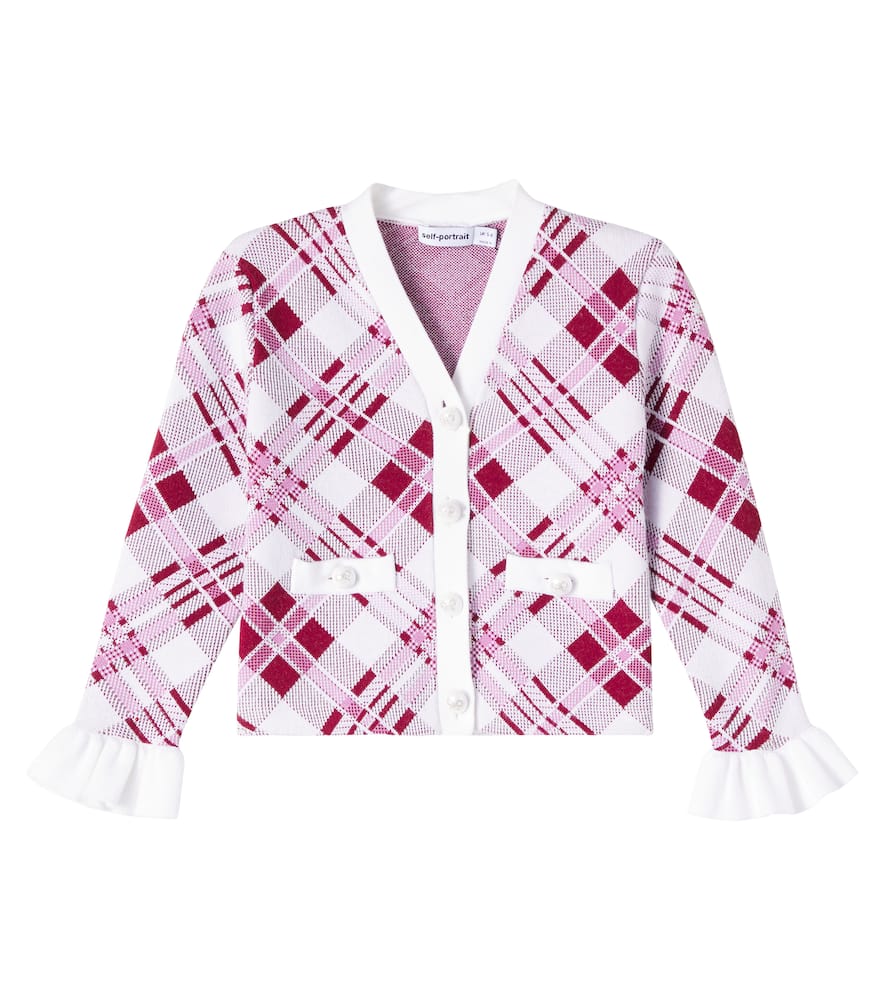 Ruffled checked cardigan