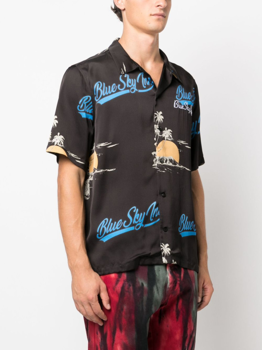 Black Logo viscose shirt