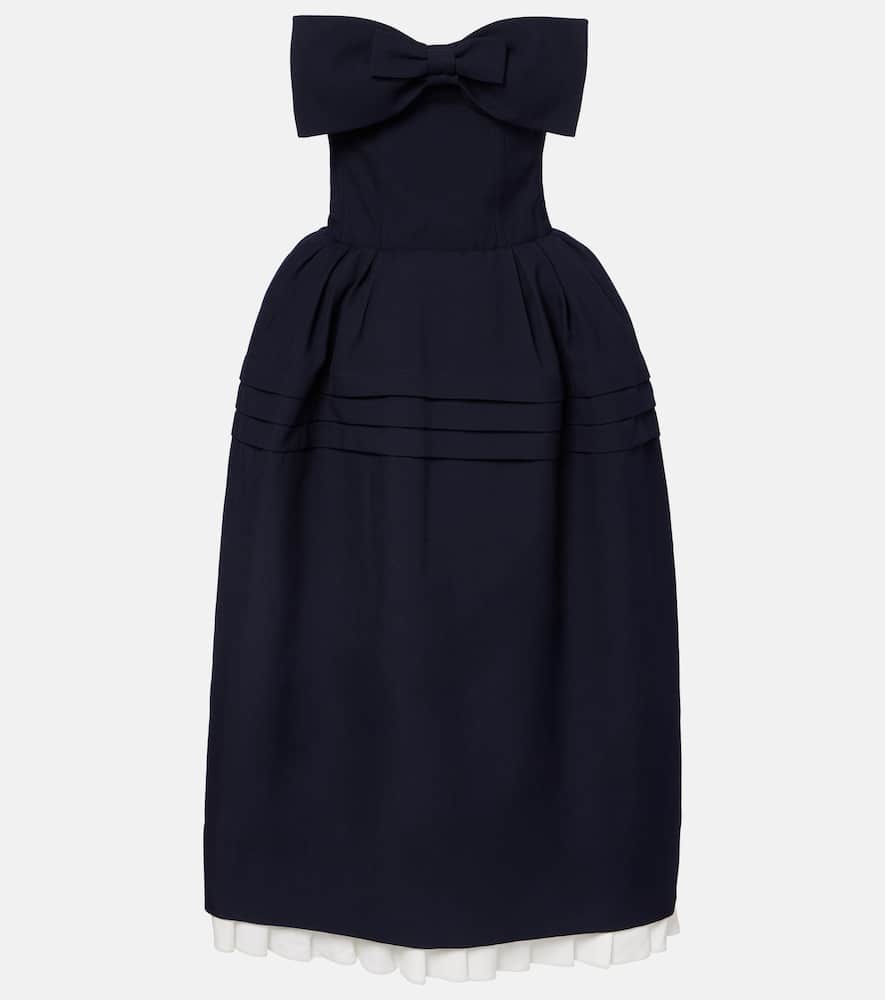 Bow-detail wool and silk midi dress