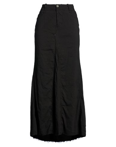 Woman Maxi skirt Black Size 2 Cotton, Linen, Elastane