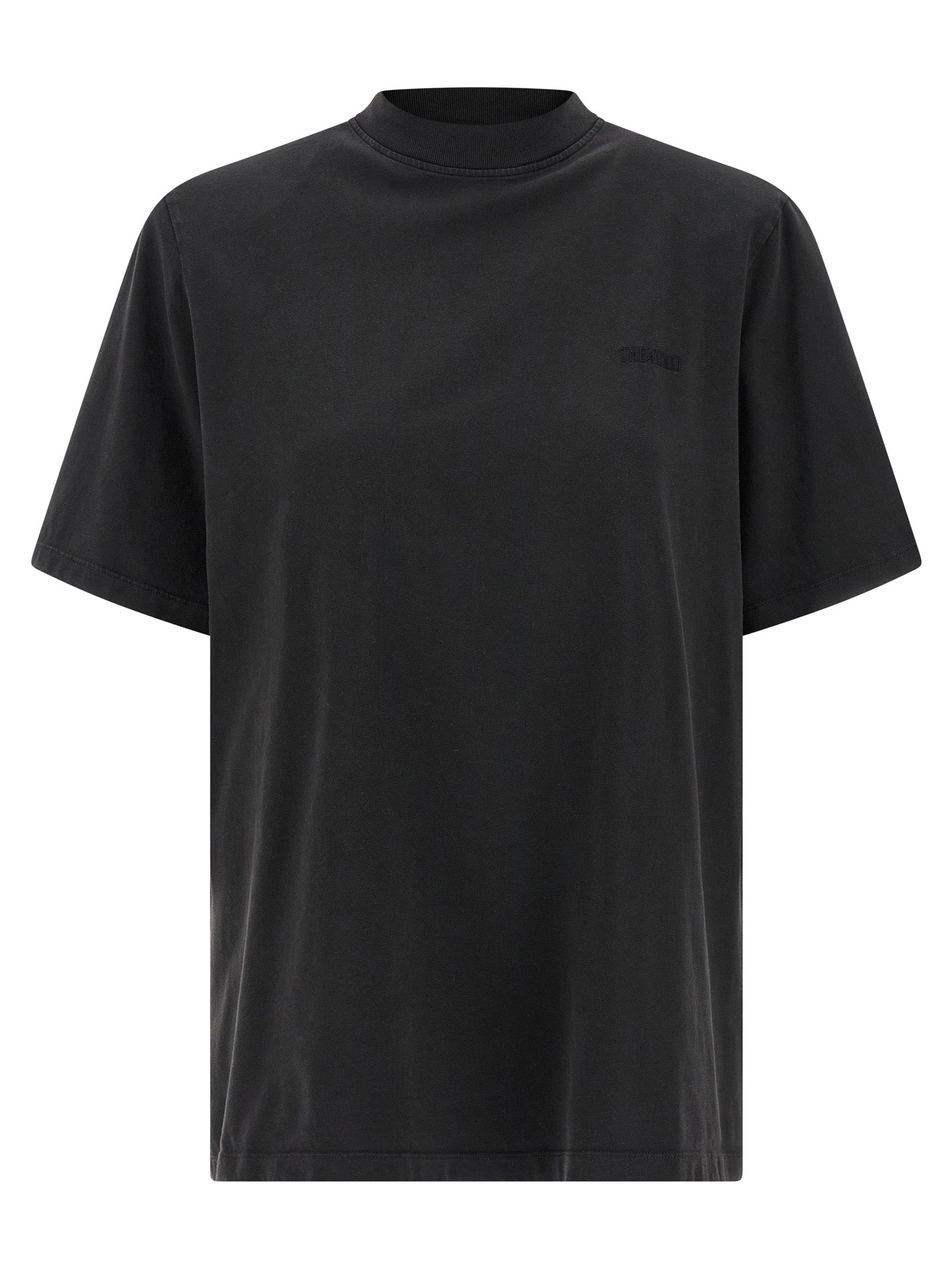 Tone-on-Tone Embroidered Logo T-Shirt — Black