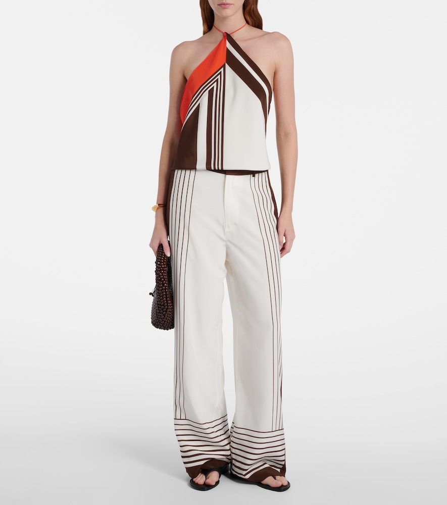 Destino striped silk wide-leg pants