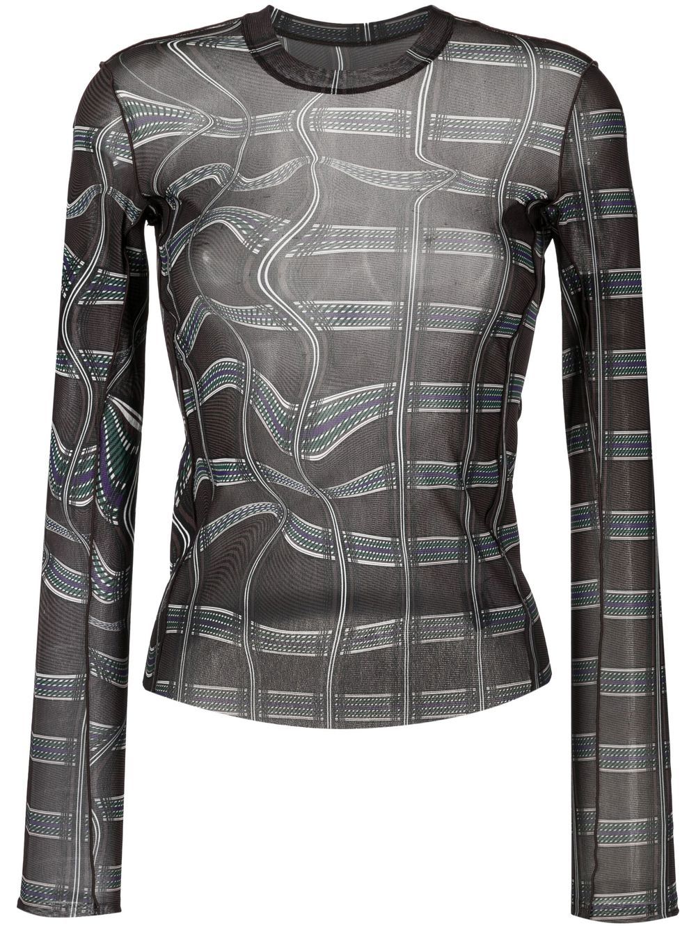 Abstract-print long-sleeve top - Brown