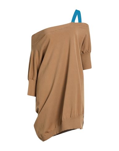 Woman Mini dress Camel Size M Viscose, Polyester