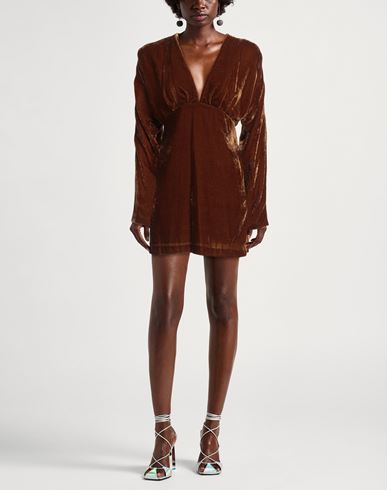 Woman Mini dress Brown Size 4 Viscose, Polyamide