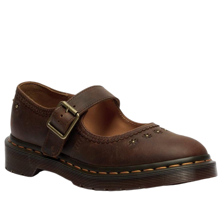 (WMNS) Mary Jane Flower Shoes 'Dark Brown'