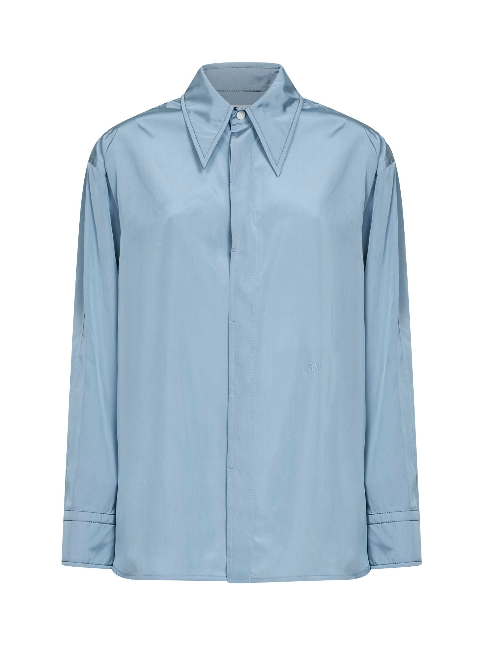Viscose-Silk Blend Shirt — Blue
