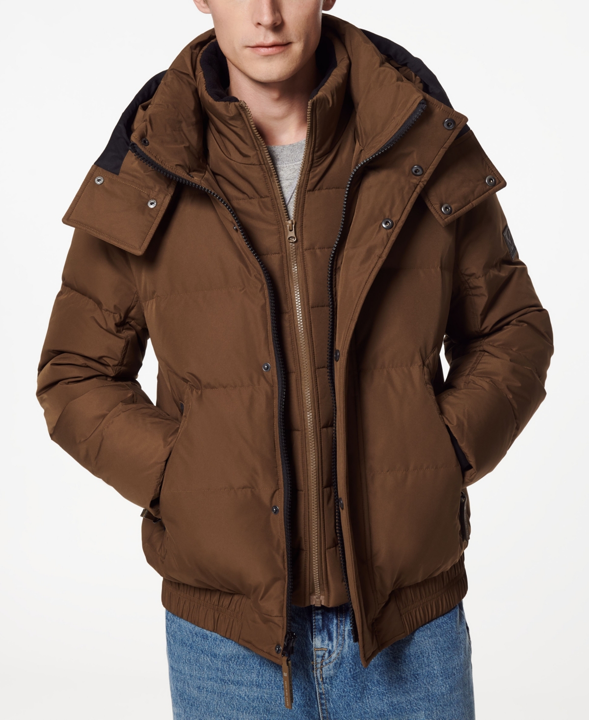 Men's Phoenix Down Bomber Jacket with Bib - Brown