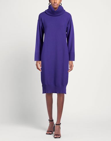 Woman Mini dress Purple Size 10 Merino Wool, Viscose, Cashmere