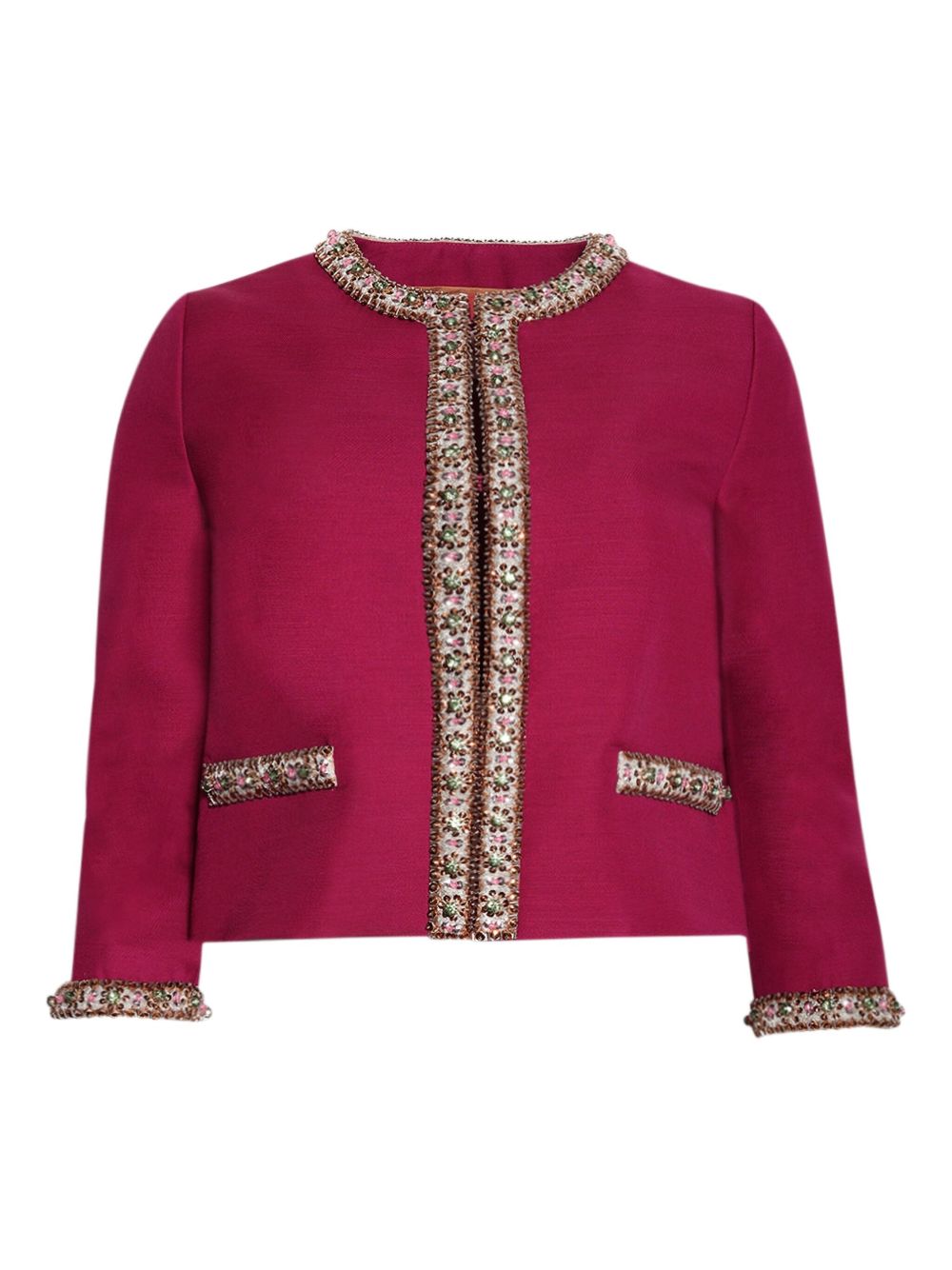 Embellished-border jacket - Red