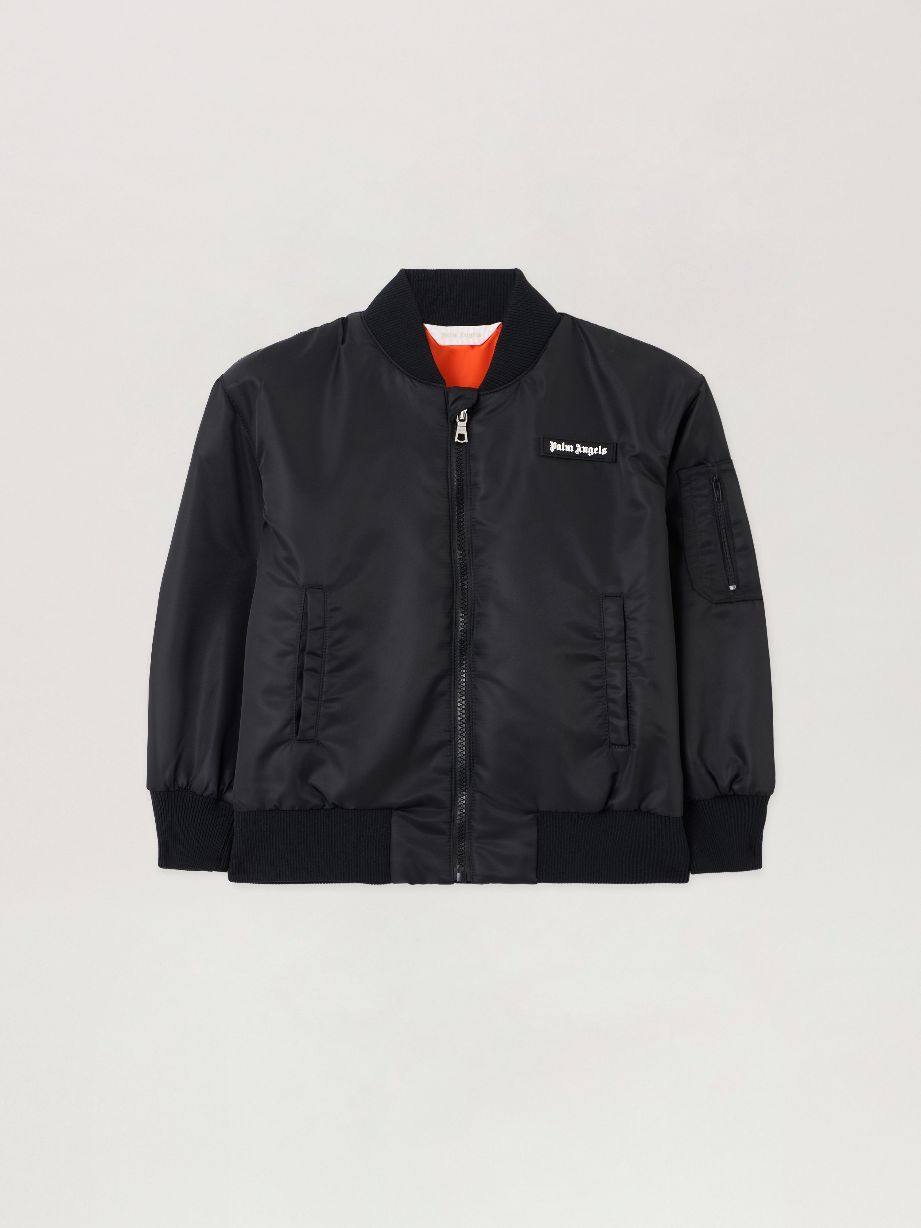 Curved Logo Faded Bomber Jacket Kids  Nero/black