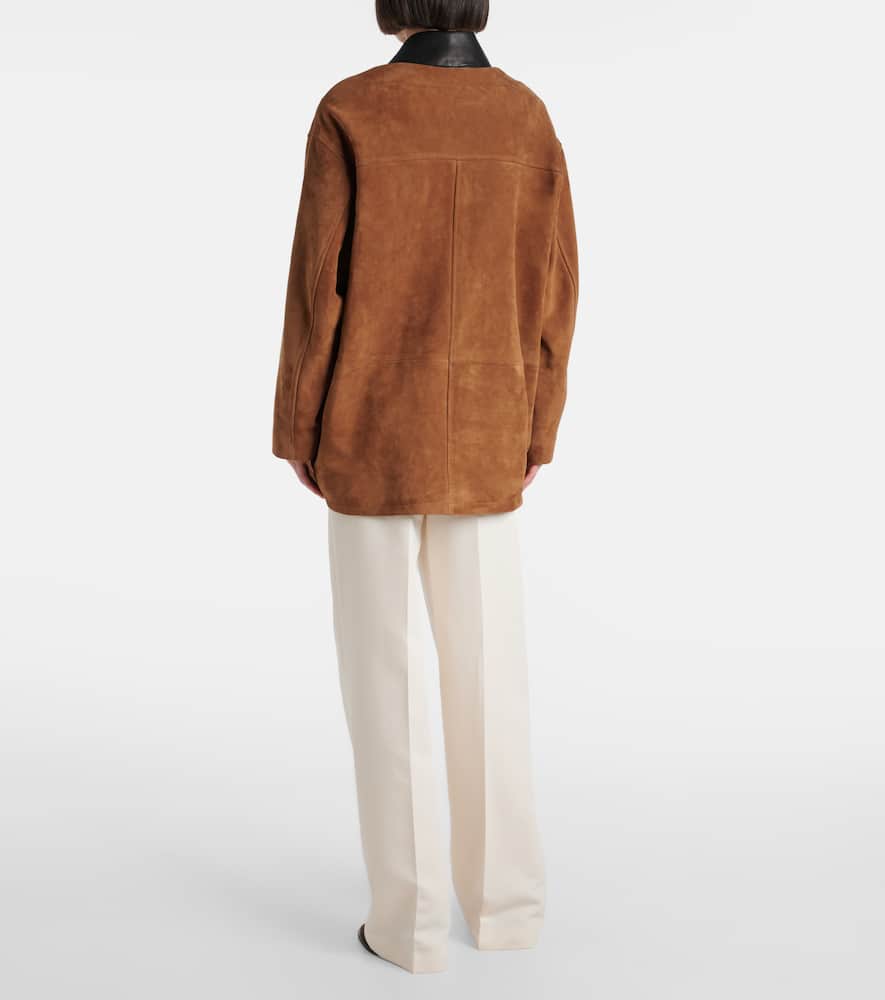 Barn leather-trimmed suede jacket