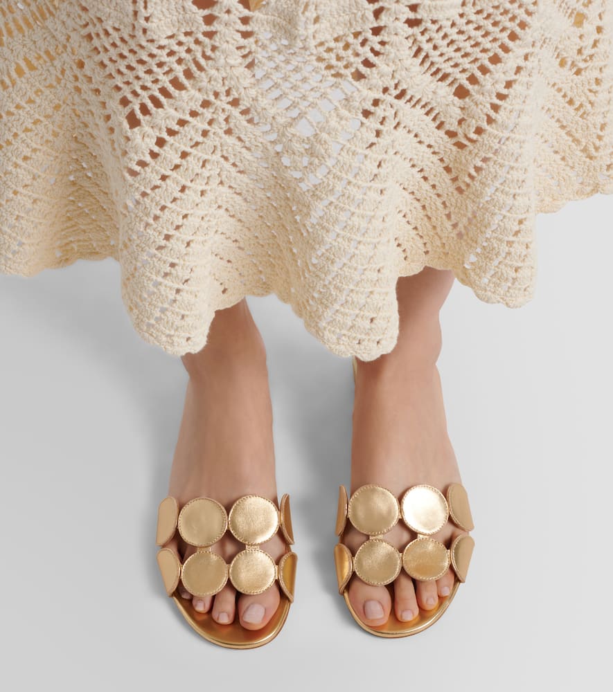 Haribalmuflat metallic leather slides
