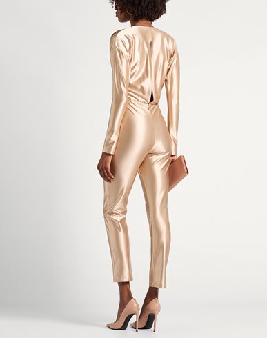 Woman Jumpsuit Beige Size 4 Polyester, Elastane