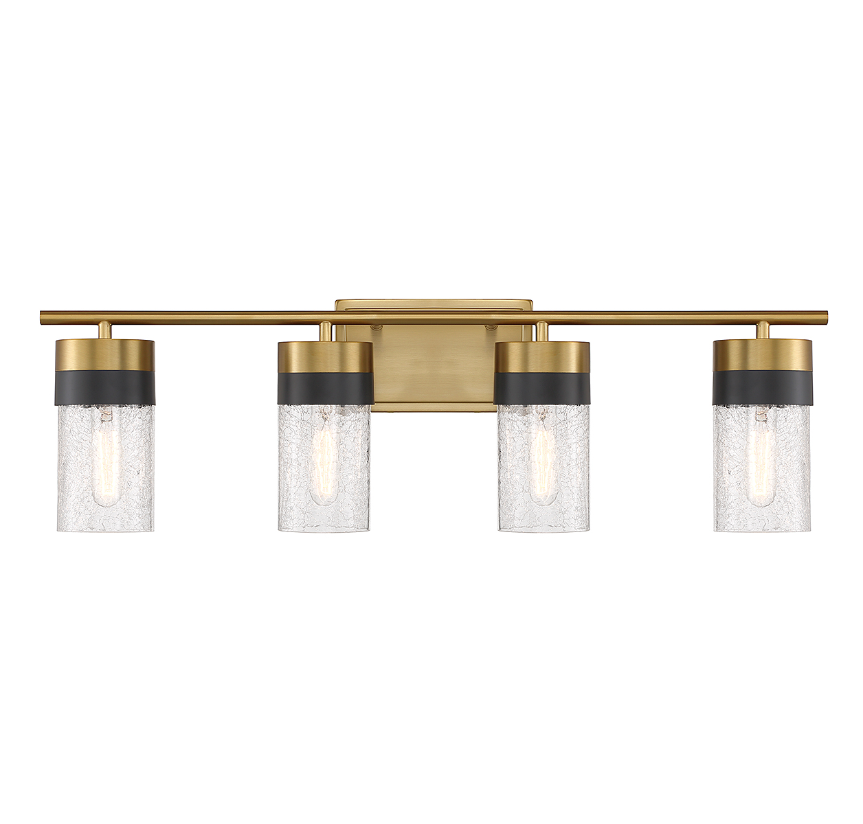 Warm Brass Four Light Bathroom Vanity from the Brickell Collection