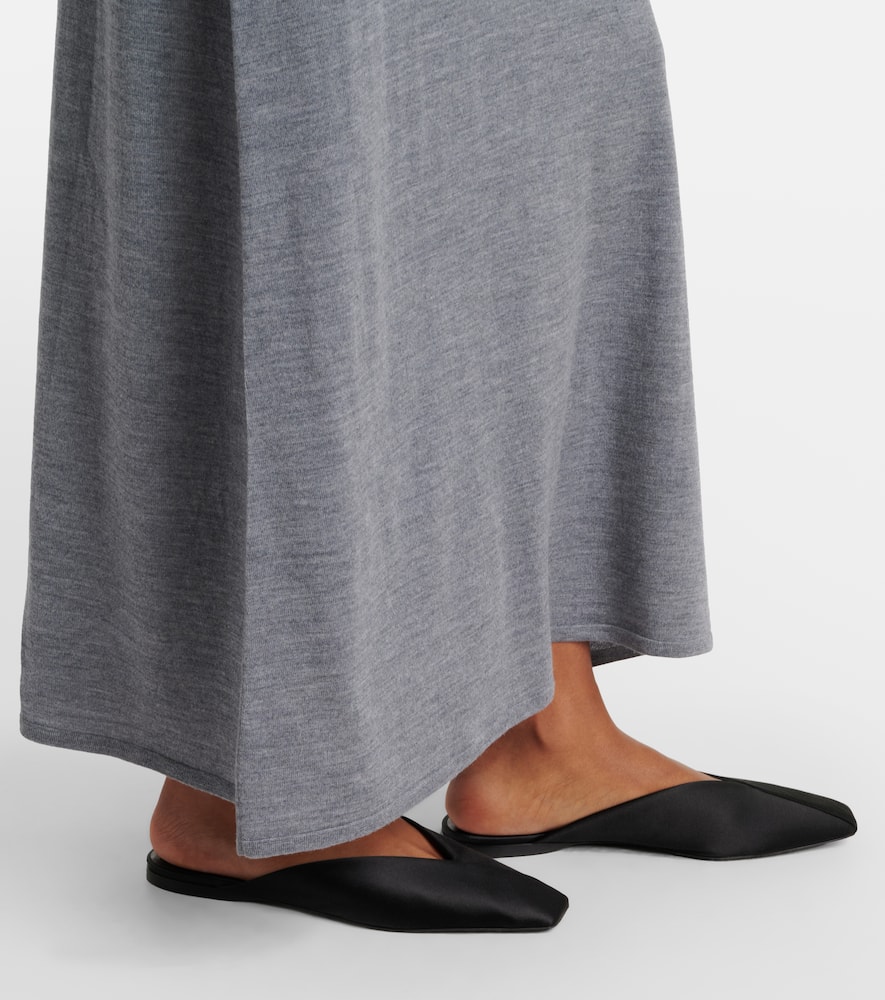 Off-shoulder virgin wool maxi dress