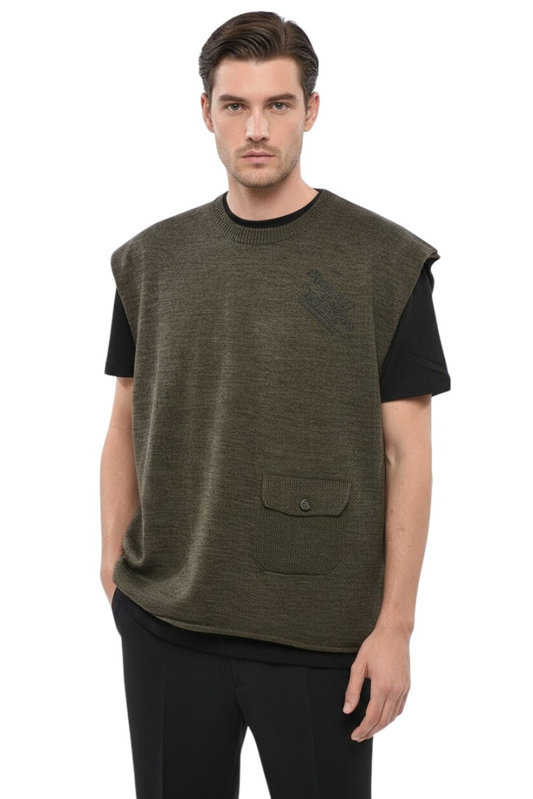 Green Crew Neck Vest