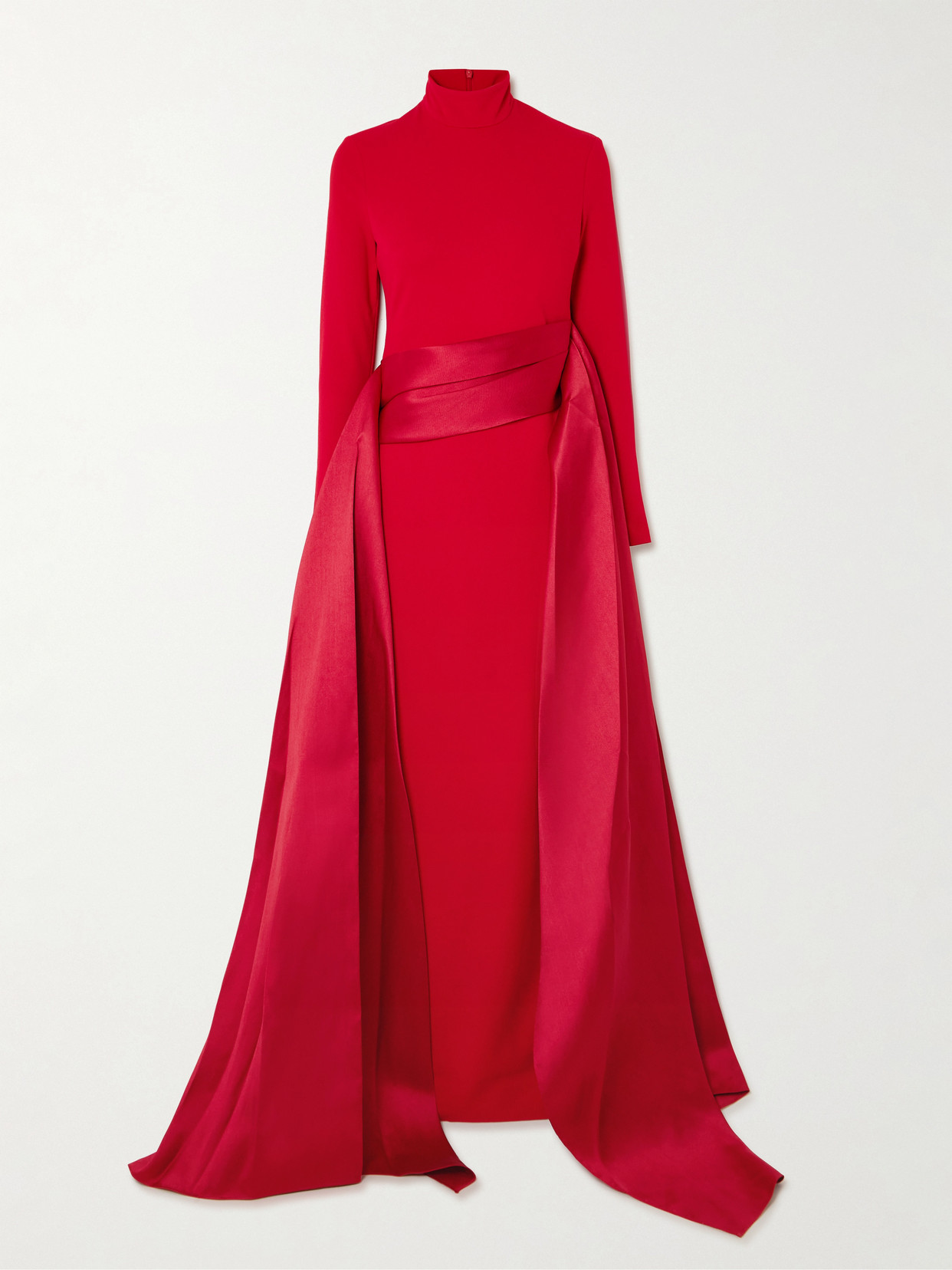 Olivia Crepe And Draped Satin-twill Gown - Red