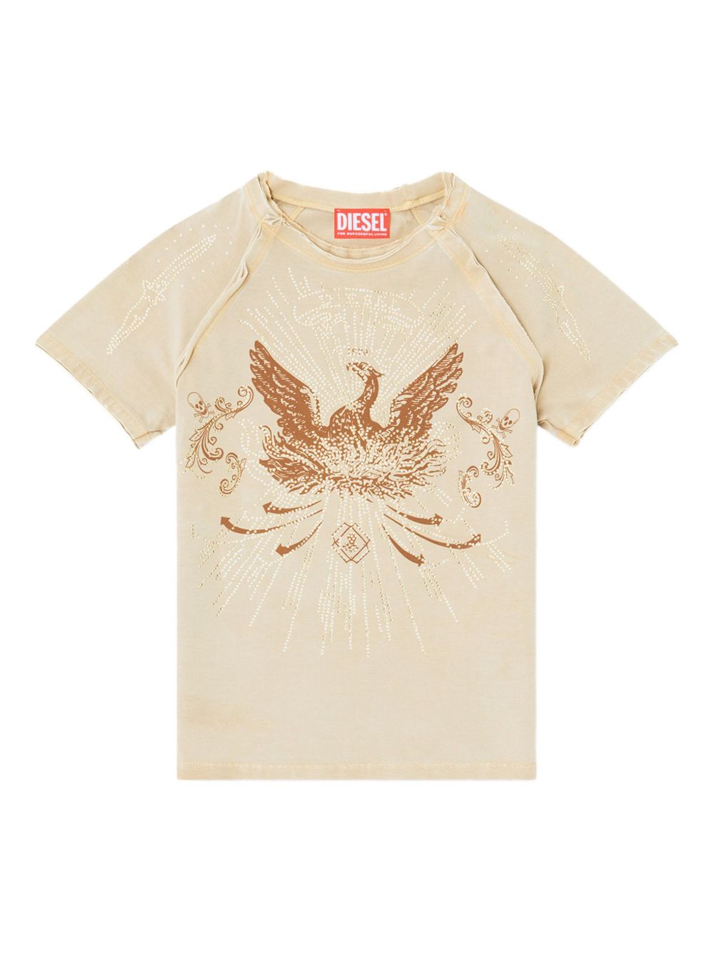 Rhinestone-embellished raglan-sleeve T-shirt - Blue