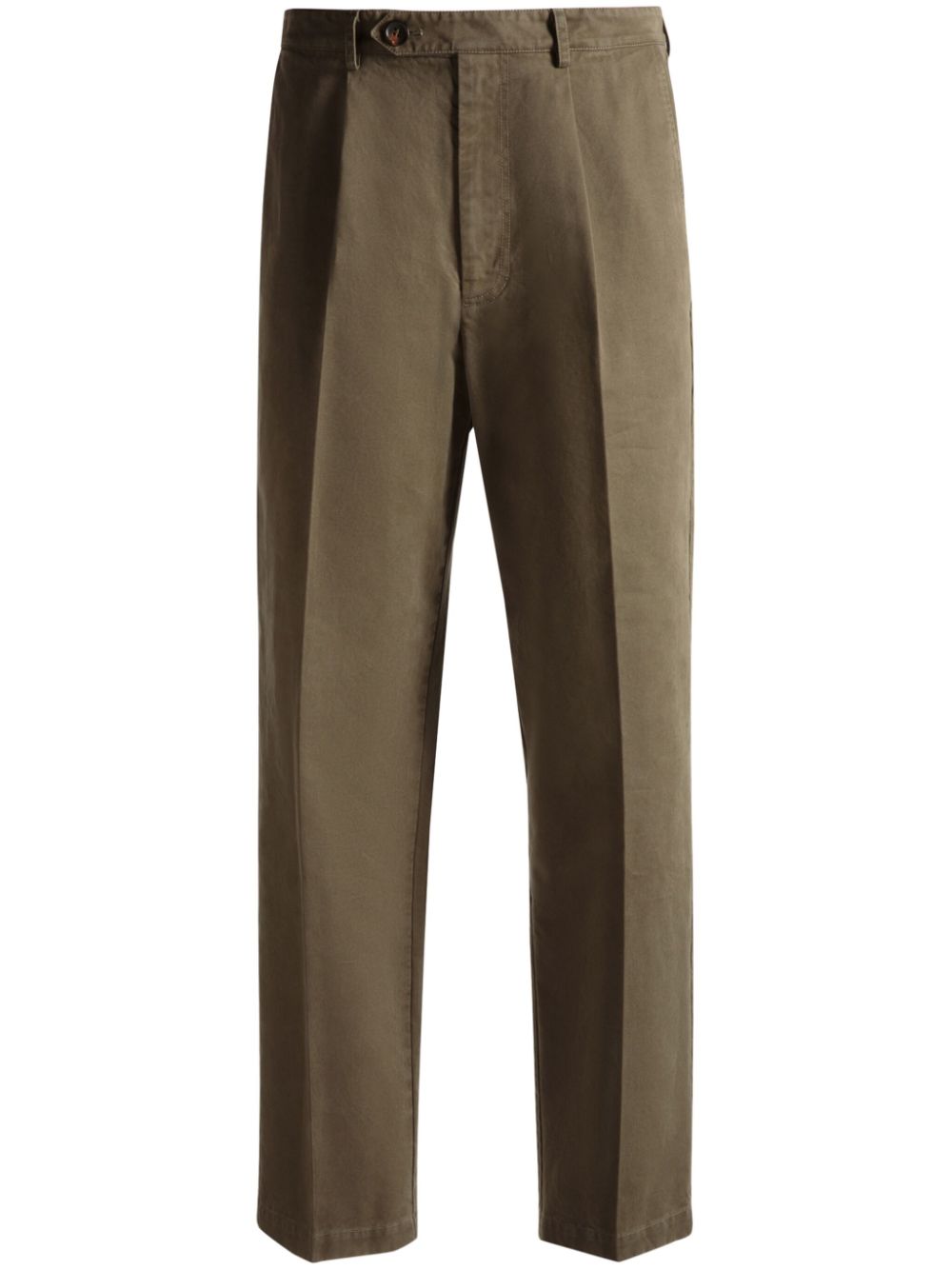 Pleated wool chino trousers - Green