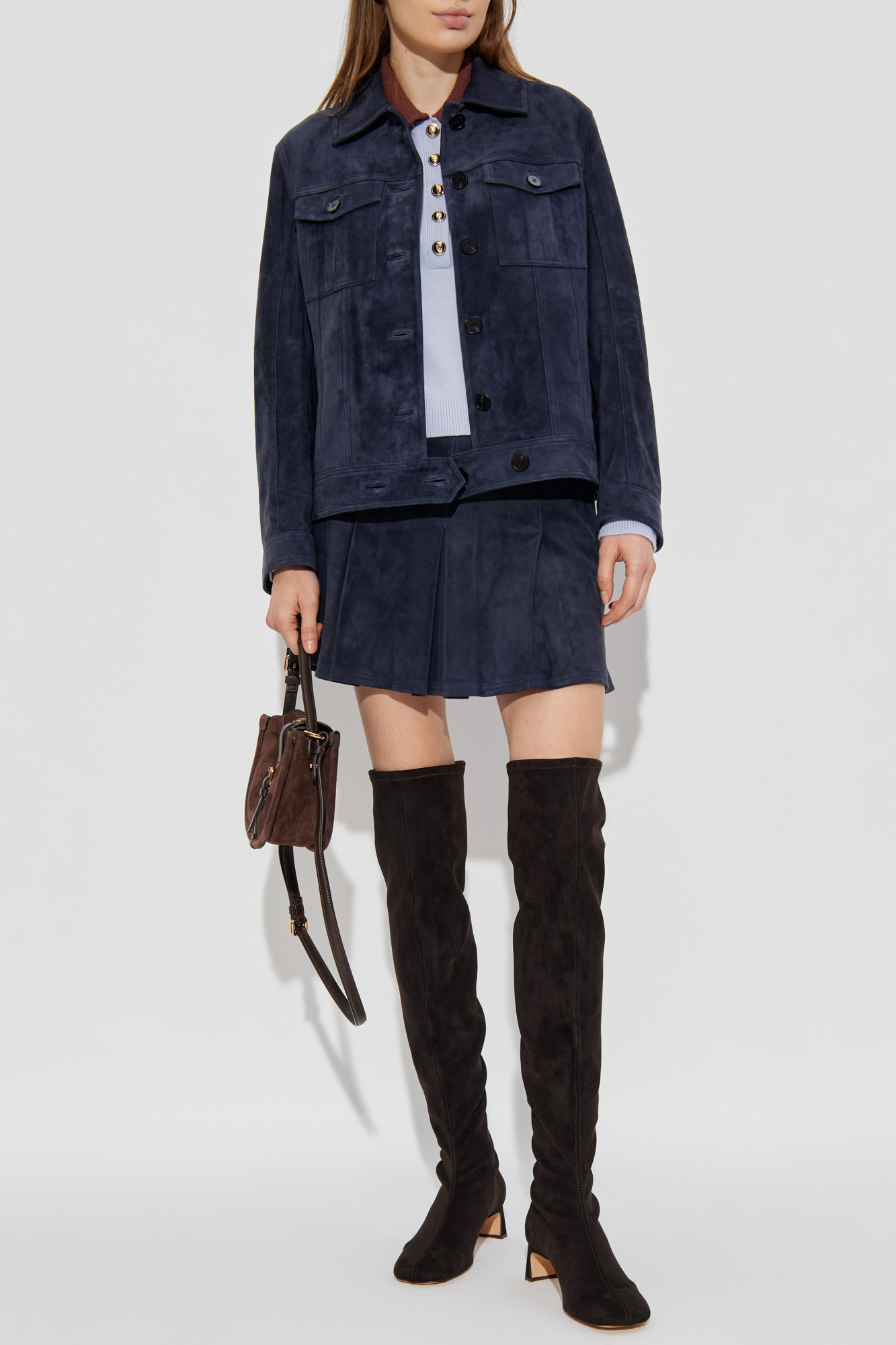 Suede Skirt, Women's, Navy Blue
