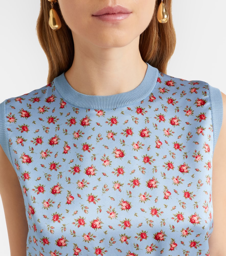 Floral silk sweater vest