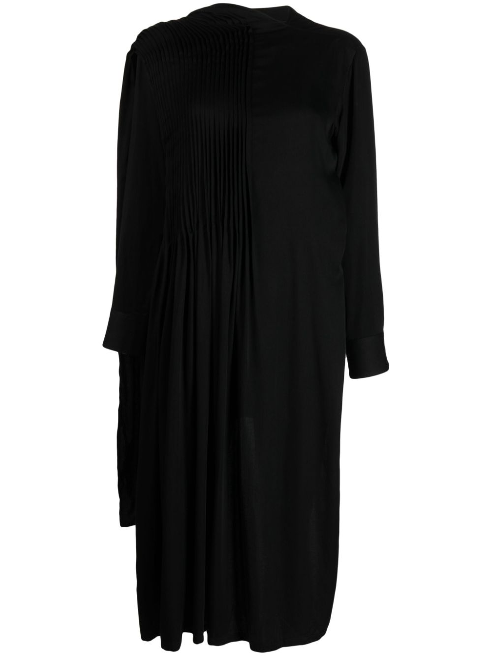 Draped asymmetric midi dress - Black
