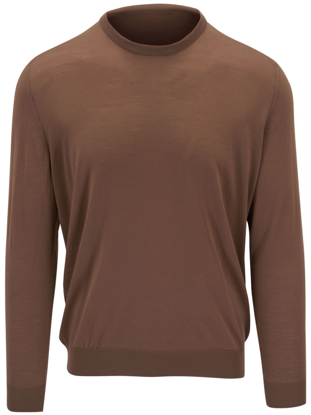 Fine-knit wool jumper - Brown