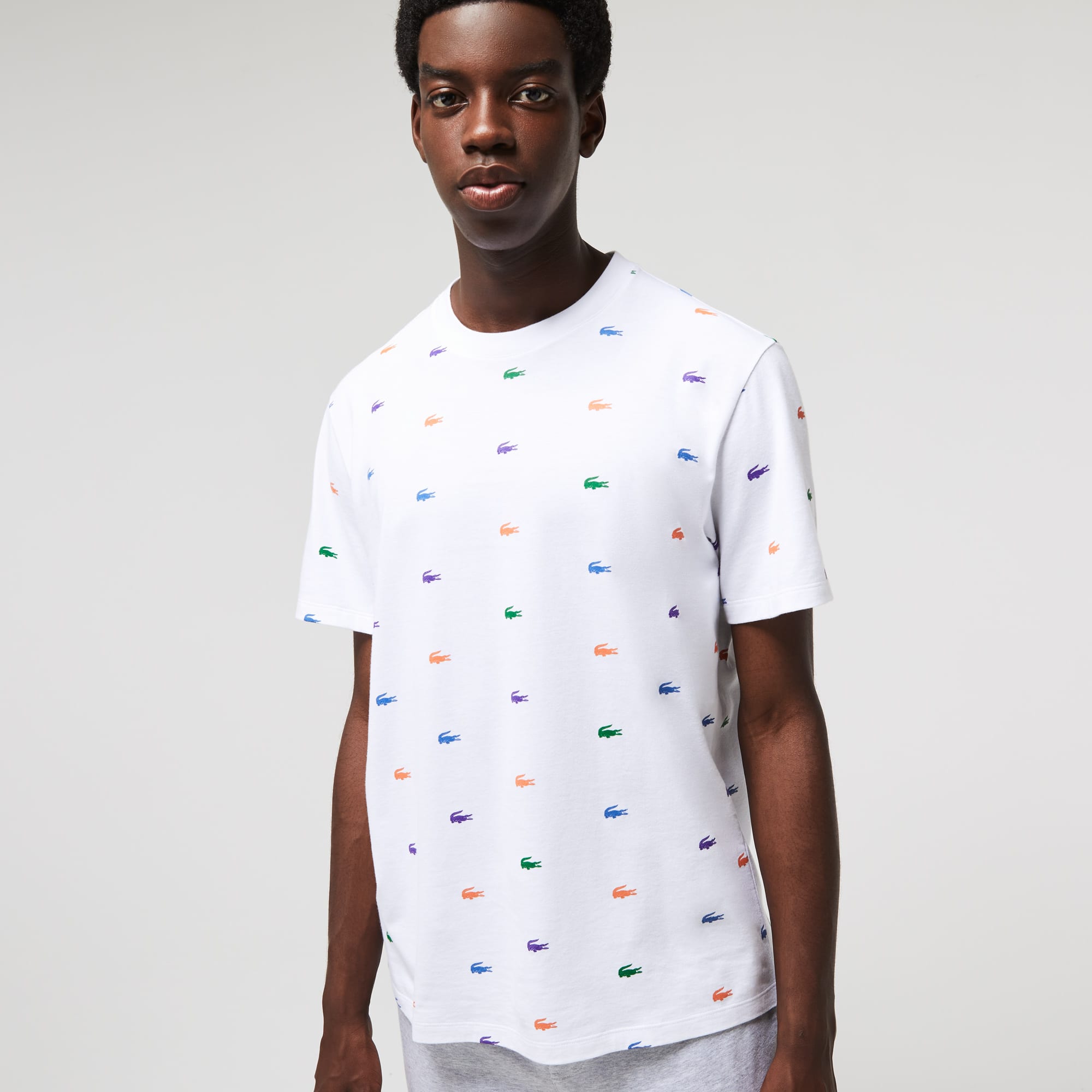 Men's Crocodile Print Crew Neck Cotton Lounge T-Shirt - XL