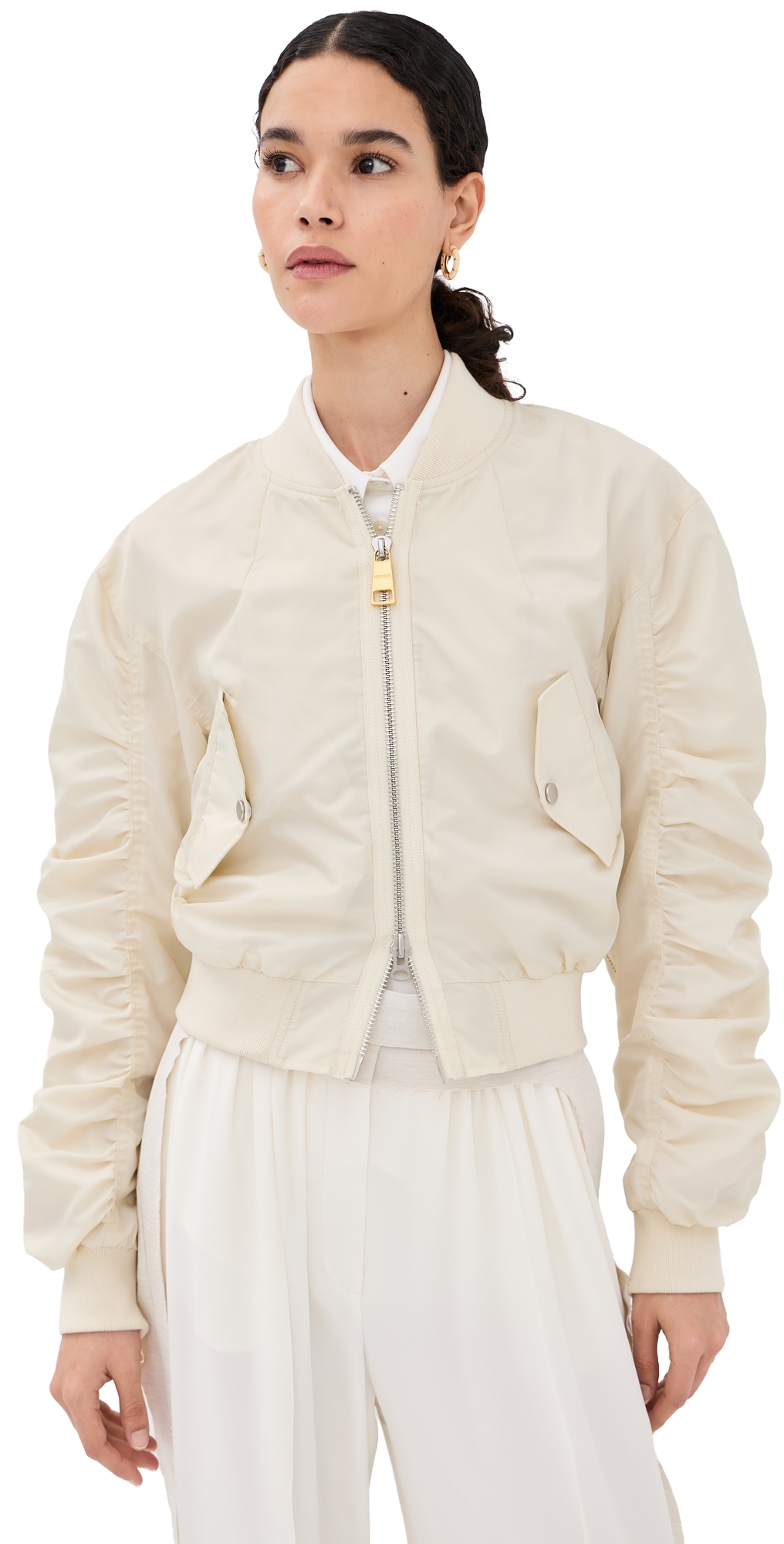 Zip Bomber Jacket Ivory
