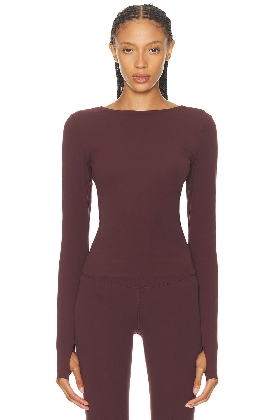 Nike Dri-FIT Long Sleeve Top in Burgundy