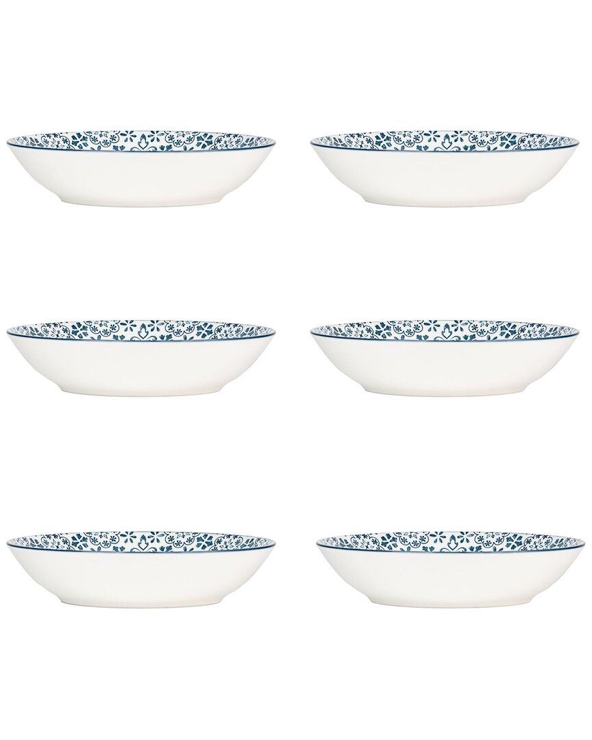 Set Of 6 Mediterranean Blue Dinner Bowls