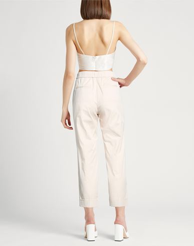 Easy Woman Pants Cream Size 6 Cotton, Elastane