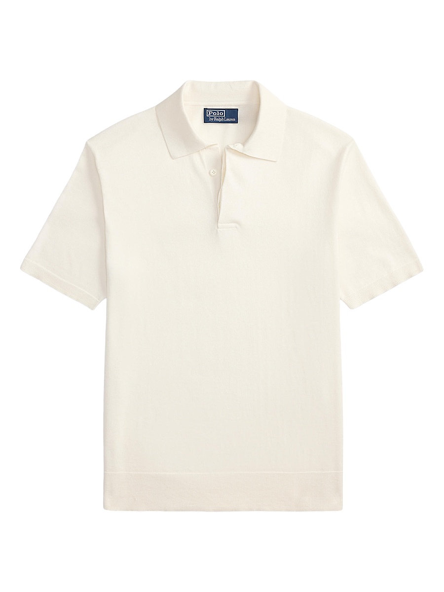 Men's Cutaway Collar Cotton Polo Shirt - Deckwash White