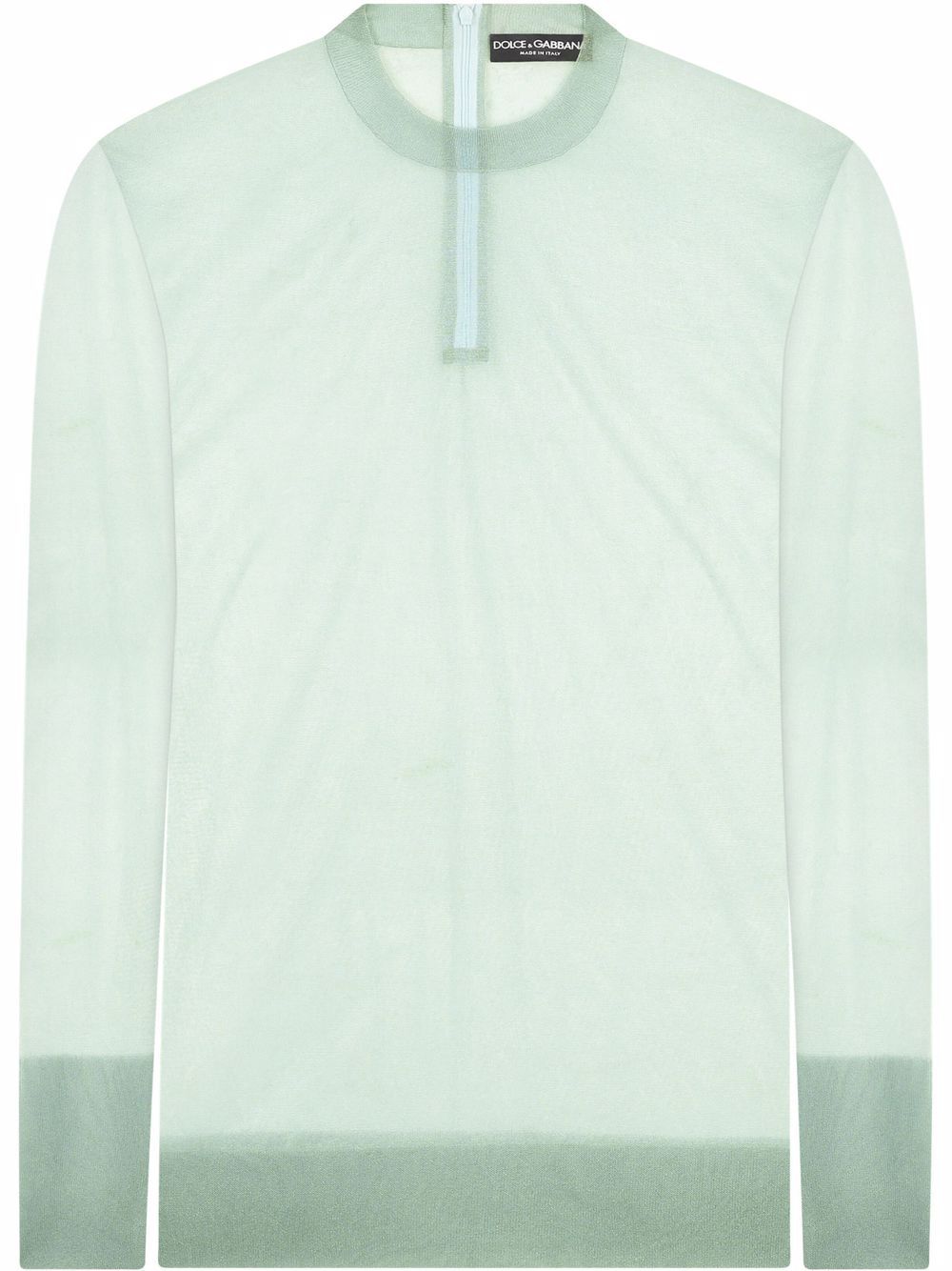 Semi-sheer long-sleeve top - Green