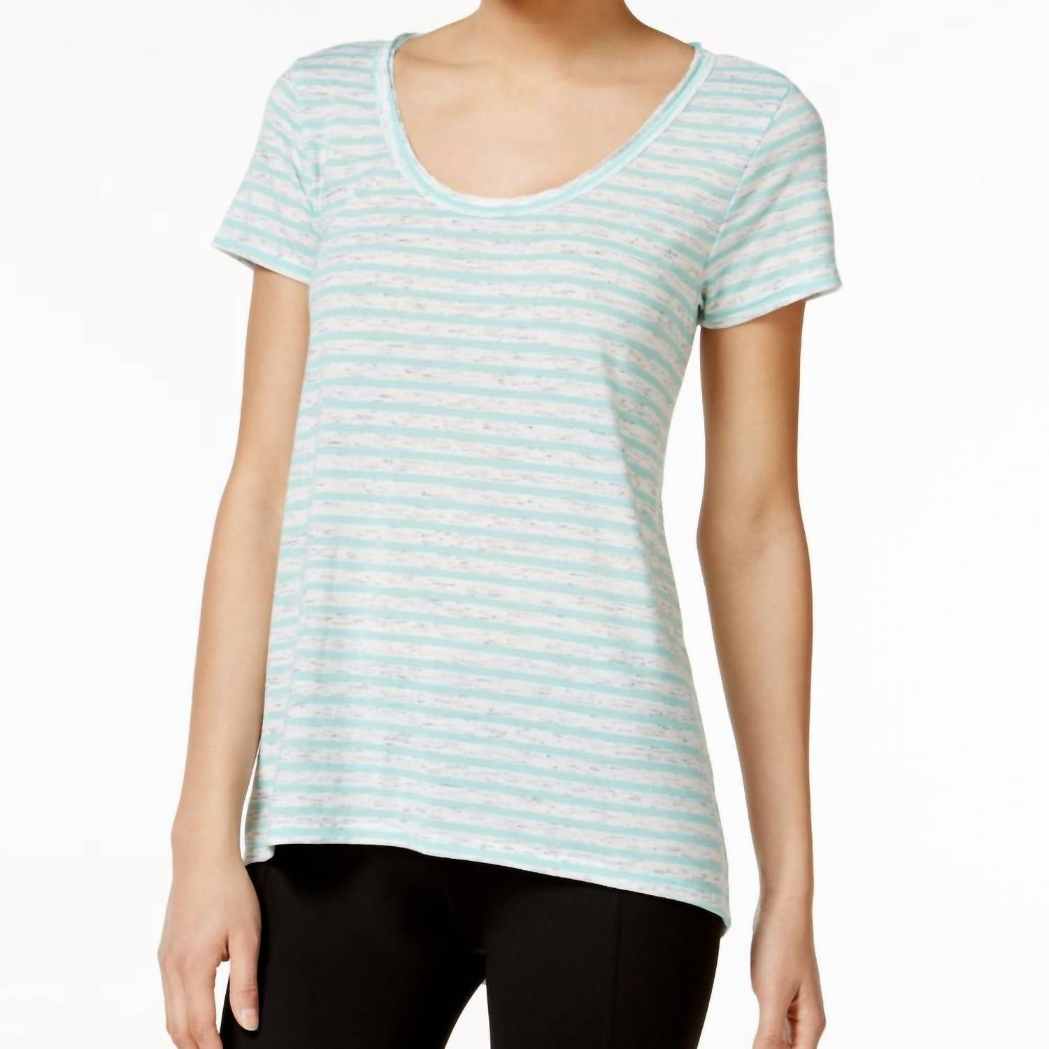 Melrose Striped Cutout Back Top In Green