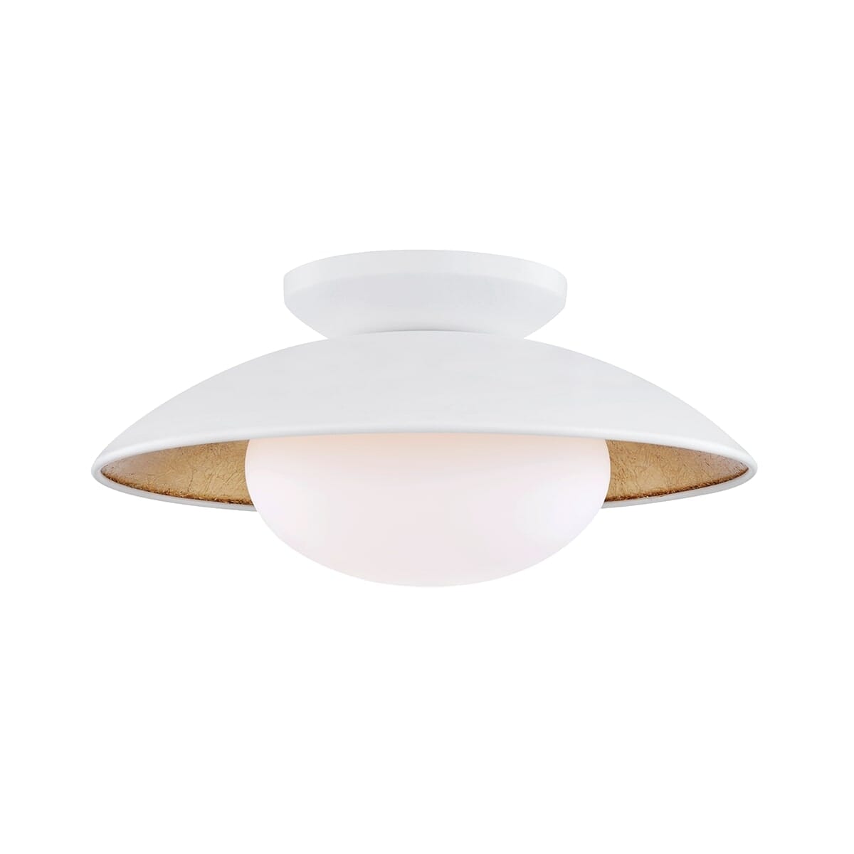 White Lustro Gold Leaf Combo One Light Semi Flush Mount from the Cadence Collection