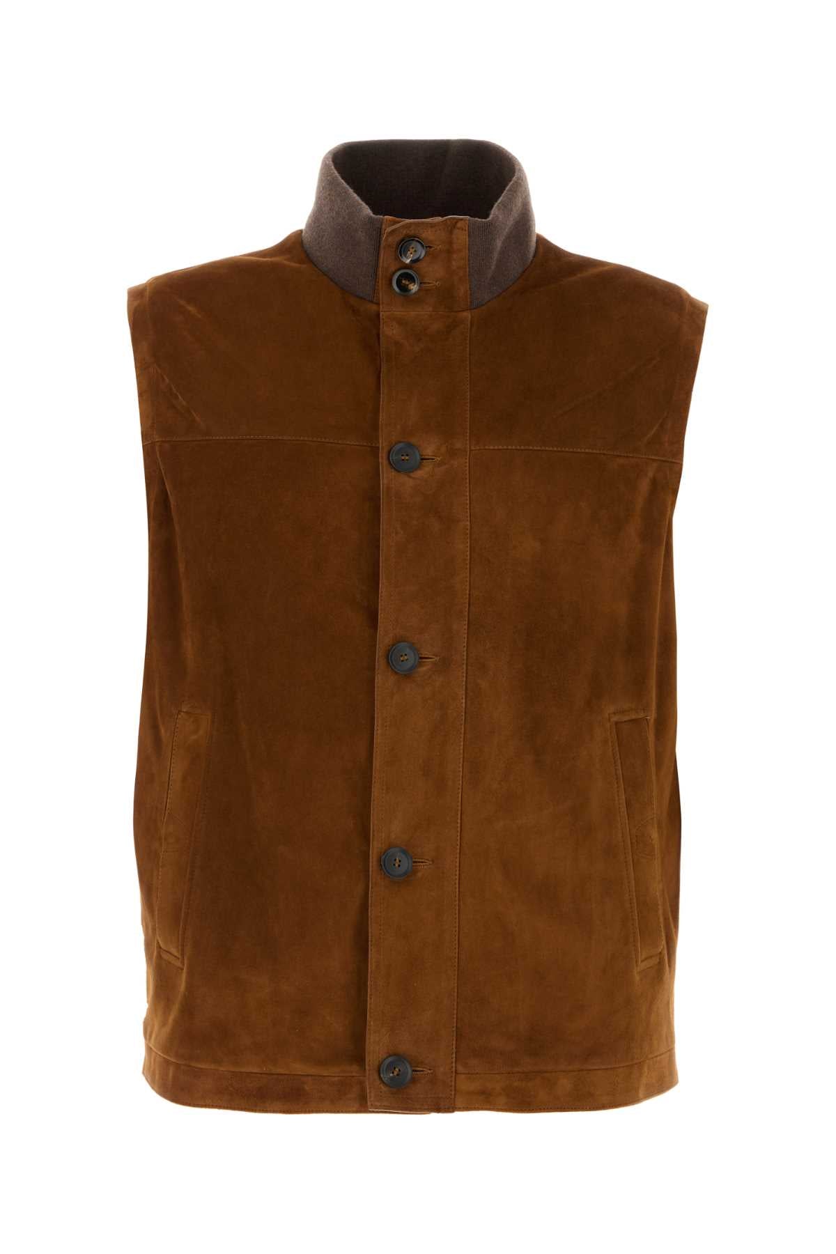 Suede Vest — Brown